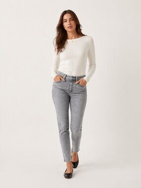 Paige Gemma Slim Cropped Jeans Washed Mid Rise Stretch 30